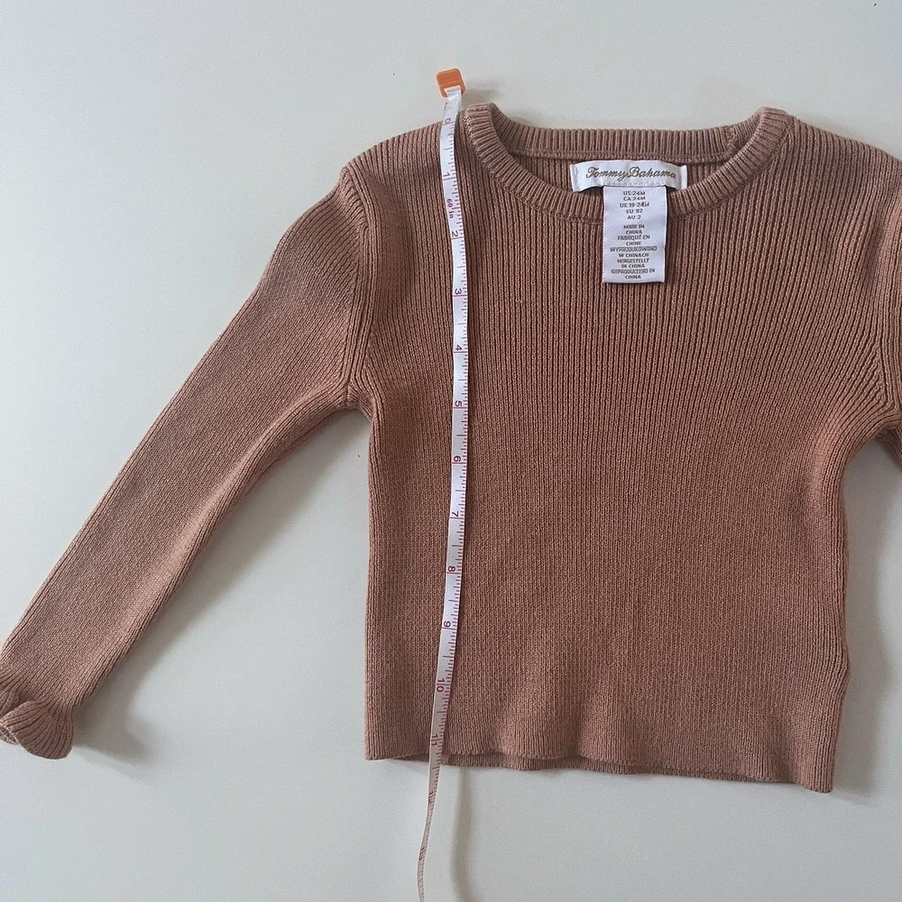 Tommy Bahama Girls Size 24 Month Long Sleeve Shirt Faux Fur Vest Set Brown White